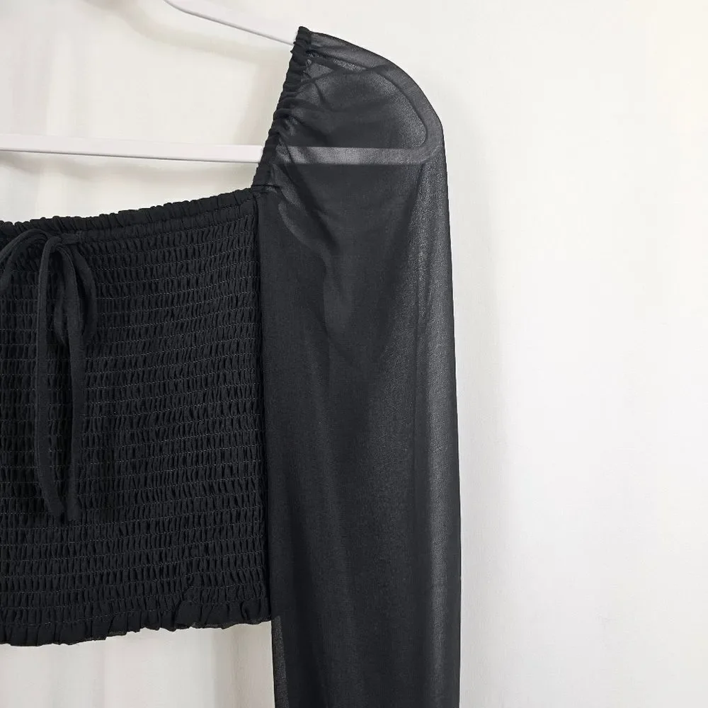 Aritzia Wilfred Smocked Blouse in Black - Size S